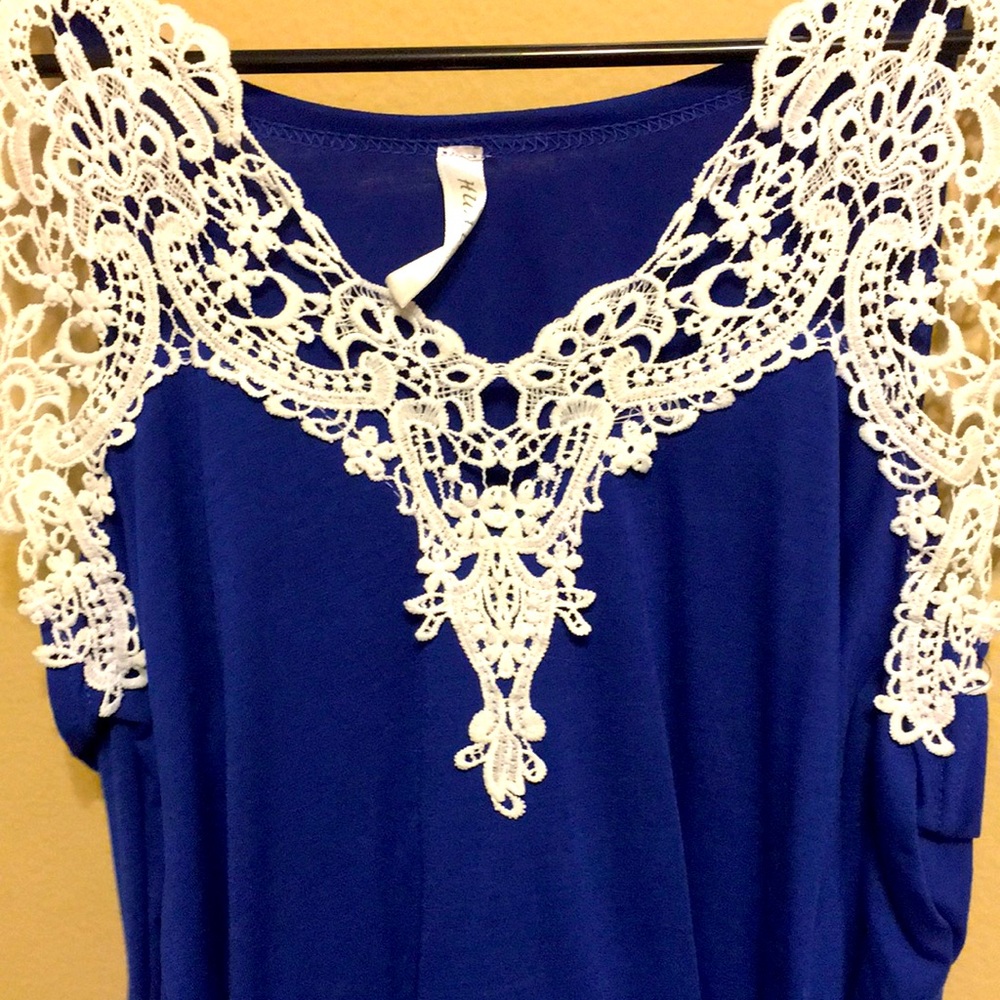 Lace Scoop Shoulder Blouse